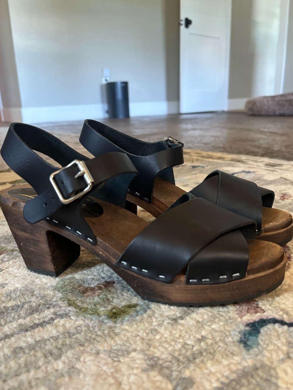Lotta From Stockholm Criss Cross Highwood Peep toe Shoe